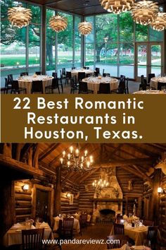 the restaurant in houston, texas with chandeliers hanging from the ceiling