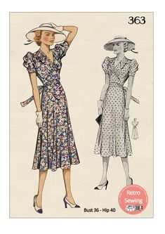 1930s Dress Pattern, 1930s Outfits, Classic Blouse, 1930s Dress, 30s Fashion, 1930s Fashion, Vestidos Vintage, Dress Sewing Pattern, Blouse Patterns