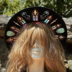 Flower Mannequin, Glass Hat, Fascinator Hats Diy, Funky Hats, Concept Clothing, Theme Dress, Goth Aesthetic, Fashion Project, Stain Glass