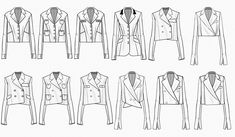 a line drawing of different types of jackets