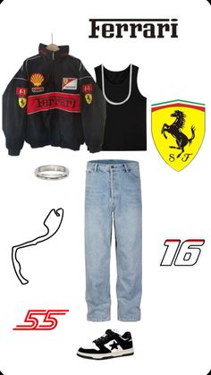 #outfits #mensoutift #outfitinspo #ferrari #formulaone #f1 #charlesleclerc #carlossainsjr #monaco F1 Outfit, Car Outfit, Ferrari F1, Cool Outfits For Men, Outfits For Men, Outfits Men, Grand Prix, Formula 1, Monaco