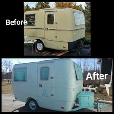 before and after photos of an old camper