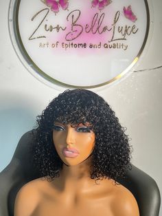 Fringe Bang pixie curls(SDD)wig. Natural colour, glueless/bang wig. super soft, full, light weight and skin friendly. 💯 Human hair wig. Has adjustable straps and Combs with an Average Cap Size. Curly Black Wig With Bangs, Fringe Bangs, Curly Hair Wig, Black Wig, Soft Curls, Curly Wigs, Wigs With Bangs, Womens Wigs, Curled Hairstyles