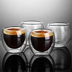 Drinksware Double-wall Glass Espresso Cup - Living Simply House Handle Mugs, Whiskey Cups, Glass Cup Set, Coffee Glasses, Double Wall Glass, Glass Coffee Cups, Glas Art, Cappuccino Cups, Double Glass