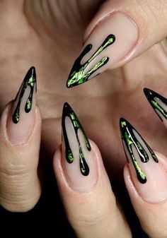 Ongles Goth, Gothic Nail Art, Horror Nails, Nail Art Halloween, Witchy Nails, Halloween Acrylic Nails, Solid Color Nails, Gothic Nails, Drip Nails