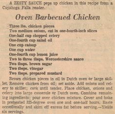 an old recipe is shown on the page in this newspaper article, with instructions for how to cook chicken