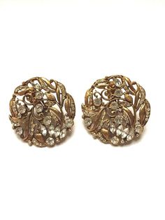 Gorgeous Designer Signed Thelma Deutsch Floral Garland Clip On Earrings Festive Round Costume Jewelry Earrings, Vintage Pierced Earrings For Festive Occasions, Mid Century Earrings, Diamante Earrings, Picture Locket, Lion Pendant, Earrings Art, Heirlooms Jewelry, Sterling Silver Marcasite