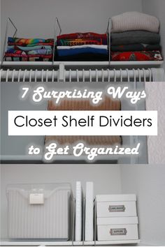 an organized closet with clothes and other items