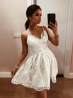 White Hoco Dress, White Homecoming Dress, Backless Homecoming Dresses, Dresses Short Prom, White Lace Shorts, White Homecoming Dresses, Cheap Homecoming Dresses, Prom Dresses 2018, Short Homecoming Dresses