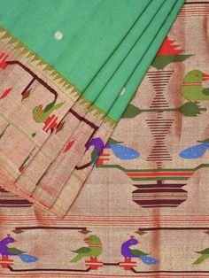 Kalamkari Fabric, Uppada Sarees, Dollhouse Miniatures Kitchen, Sea Green Color, Ethnic Sarees, Latest Sarees, Peacock Design, Organza Saree, Handloom Saree