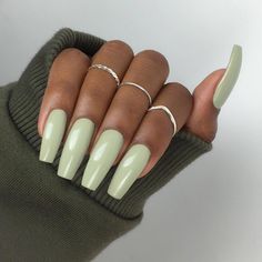 Acrylic Design, Beautiful Nail Designs, Coffin Nails Designs, Nails Acrylic, Green Nails