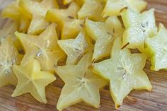 star fruit cut up on a cutting board