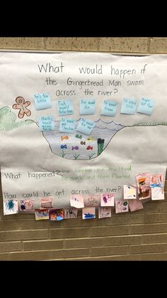 a bulletin board with pictures and words on it that say what would happen if the georgetown man swam across the river?