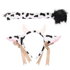 Headband Tail Cosplay Props Halloween Costume Cow Accessories Headdress Accessory Plush Child Cow Ears Headband, Cow Ears, Cow Costume, Horn Headband, Cosplay Hair, Ears Headband, Hair Hoop, Fantasias Halloween, Ribbon Hair Bows