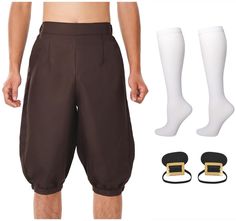 PRICES MAY VARY. Set Includes 1pc Unisex Medieval pirate pants loose fit, 1 pair Renaissance socks and 1 pair retro Shoes Buckles which meets your different dress up needs Colonial Costume Pants and socks are Machine / hand washable. Renaissance Historical pants with elastic waistband and knee band, suitable for more. Elastic Medieval socks and shoes buckles fits most Perfect costume set for pirate cosplay, Carnival, renaissance themes, peasant, pilgrim, pioneer, medieval parties, stage performa Medieval Socks, Matching Cosplay, Pirate Pants, Colonial Costume, Medieval Pirate, Pilgrim Costume, Costume Pants, Pirate Cosplay, Nerd Chic