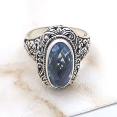 Balinese Sterling Silver Natural Gemstone Ring/silver 925/bali - Etsy Handmade Silver Ring With Blue Topaz, Handmade Silver Blue Topaz Ring, Bali Jewelry, Gemstone Ring Silver, Handmade Jewelry Ring, Natural Gemstone Ring, Sky Blue Topaz, Jewelry Ring, Ring Silver