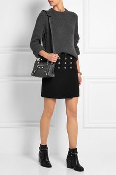 Balenciaga | Bootie leather ankle boots | NET-A-PORTER.COM Balenciaga Skirt, Balenciaga Sweater, Style Moodboard, City Bag, Balenciaga City Bag, Leather Ankle Boots, Net A Porter, Bootie, Leather Shoulder Bag