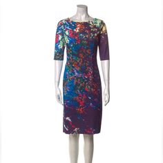 Riki Freeman For Teri John Women’s Knee Length Dress In A Multicolor Print Brand New With Tags Unworn In Excellent Condition. No Stains Snags Or Marks Pet Free Smoke Free Home Dress Is Scuba Material, With Shaping Detailing To Create A Beautiful Figure. See Photos For More Details Open To Offers Message Any Questions Bundle And Save! Fitted Multicolor Formal Midi Dress, Multicolor Fitted Formal Midi Dress, Formal Fitted Multicolor Midi Dress, Multicolor Sheath Dress For Work, Red Leather Dress, Black Bell Sleeve Dress, Tier Dress, Teri Jon, Chiffon Midi Dress