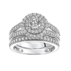 a white gold diamond ring set