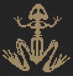 an image of a cross stitch pattern on a black background with white and beige colors