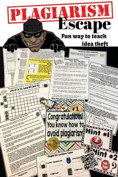 Plagiarism Escape is a great way to teach idea theft to your students. They solve a series of puzzles about plagiarism, and they learn a lot about plagiarism in the process. 2 Week Notice Letter, Ela Writing, Secondary English, Secondary Ela, Language Arts Classroom, High School Ela, Ela Teacher, 6th Grade Ela, Escape Rooms