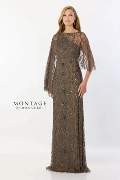 Montage: M2241 Asymmetrical Cape, Fabric Beading, Mother Of The Bride Looks, Montage By Mon Cheri, Detachable Cape, Plastic Dress, Sheath Gown, Sleeveless Gown, Dress Order