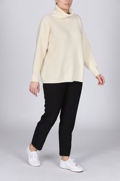 The oversize ribbed Elisa sweater is a luxe wardrobe essential that will elevate any look. This sophisticated style features a cozy turtleneck, it is easy to slip on and is wonderfully crafted with a soft wool and cashmere blend. Make this relaxed fit and endlessly versatile sweater your everyday layer to cozy up and fight the cold this fall/winter. Consult our FIT section for sizing suggestions. Luxe Wardrobe, Versatile Sweater, Oversize Sweater, Turtle Neck Sweater, Soft Wool, Sweaters Oversized, Sophisticated Style, Turtleneck Sweater, Neck Sweater