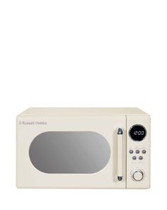 a white microwave oven sitting on top of a counter