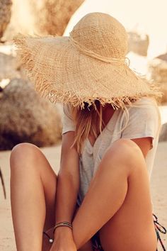 Beach Photography Poses, Stylish Hats, Beach Poses, Swimwear Cover Ups, Swimwear Cover, Mode Inspiration, Summer Hats, Beach Style, Straw Hat