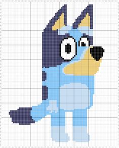 a cross stitch pattern with an image of a blue dog