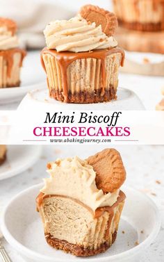 mini biscoff cheesecakes with peanut butter frosting