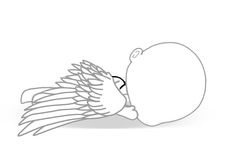 a drawing of a bird with its wings spread out and it's head in the air