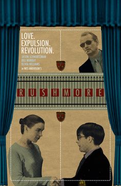 the poster for rushmore's love, explosion and revolution shows two men talking