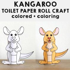 kangarooo toilet paper roll craft with colored and coloring