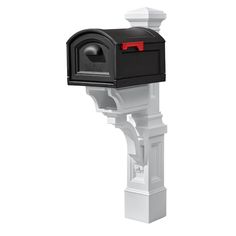 Atherton Mailbox and Post Kit - Classic White Black Mailbox, Designed Paper, Post Cover, Newspaper Holder, Mailbox Post, Wooden Posts, Mail Post, Mail Delivery, Crown Molding