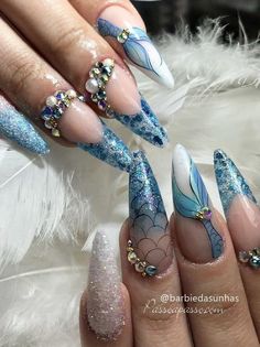 Sea Nail Art, Ocean Nail Art, Ocean Nail, Tiny Nails, Sea Nails, Nails Stiletto, Nail Effects, Stiletto Nails Designs