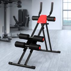 a gym equipment rack in the middle of a room