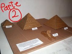 there are five pyramids on the table with labels in front of them that say parte 2