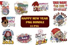 happy new year png bundle