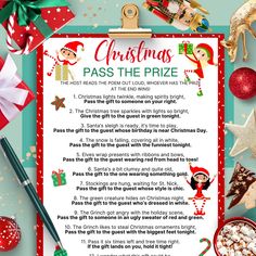 ♦ ♦ Bring holiday cheer to your gatherings with our Printable Christmas Pass the Prize Game! Perfect for both adults and kids, Ideal for family parties, school events, and holiday get-togethers, this festive game set ensures everyone stays entertained.  ♦♦ The printable game you are viewing is part of our Christmas Games Bundle. For full details of this incredible package, we invite you to check out the listing here. https://millionwaystoprints.etsy.com/listing/1828549239/fun-christmas-games-bun Pass The Gift Game Christmas, Pass The Gift Game, Gift Exchange Game, Christmas Gift Exchange Games, Christmas Games For Adults, Gift Exchange Games, Making Spirits Bright