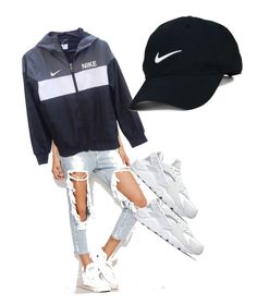 "Untitled #2" by angelika-rogers on Polyvore featuring NIKE and Nike Golf Nike Trainers, Nike Golf, Blue Jacket, Distressed Jeans, Rain Jacket, Nike