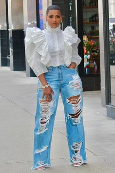 Spoiled Boutique, Distressed Wide Leg Jeans, Funny Lips, Skirt Ideas, Graphic Tees For Women, Classy Casual Outfits, Trendy Fashion Outfits, Tees For Women