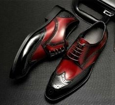 Black Formal Shoes, Brogues Men, Oxford Shoes Men, Wingtip Oxford, Brogue Shoes, Leather Dress Shoes, Red Wing, Red Sole, Buffalo Leather