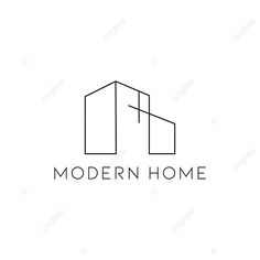 the modern home logo is shown in black and white, with an outline of a house