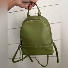 Authentic Hobo Juno Mini Backpack In Leaf Green. Approximately 7.5 W X 9" H X 3" D. Tan Lining. Zip Pocket, Slip Pocket & Pen Pocket. Brushed Antique Brass Hardware. Zip Closure. Adjustable Backpack Straps. Solid Leather Backpack Straps. Some Of These Are Stock Photos. This Bag Is Better Than The Stock Pics..Tricky To Photograph. Beautiful In Person. Love The Size And Color. Can Be Styled In Any Season. Will Come In Hobo Dust Bag. D Tan, Antique Brass Hardware, Leaf Green, Backpack Straps, Mini Backpack, Juno, Brass Hardware, Leather Backpack, Antique Brass