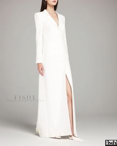 Fisdy - Chic and Fitted Knee-Length Single-Breasted Dress Coat with Extended Length and Solid Color Elegant Long Single-breasted Sweater Coat, Elegant Long White Sweater Dress, Elegant Single-breasted Long Leather Jacket, Elegant Long Sleeve V-neck Stretch Dress, Elegant Cream Long Sleeve Abaya, Extra Long, Single Breasted, Coat Dress, Workout Clothes