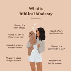 a woman holding a teddy bear in her arms with the caption what is biblical modesty