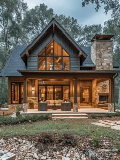 a large house with lots of windows in the front