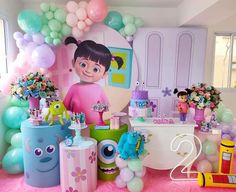 a birthday party with balloons and decorations