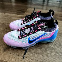 Brand New No Original Box Size 5.5 Women's Brand Nike Model Vapormax Fly Knit 2021 Running Shoes Air Max Style # Dx3369-600 Casual Pink Breathable Running Shoes, Nike Multicolor Athleisure Running Shoes, Pink Running Shoes For Light Sports, Functional Pink Sneakers With Round Toe, Pink Synthetic Running Shoes For Light Sports, Pink Athleisure Running Shoes For Light Sports, Pink Breathable Sneakers For Athleisure, Pink Breathable Athleisure Running Shoes, Pink Cushioned Athleisure Running Shoes